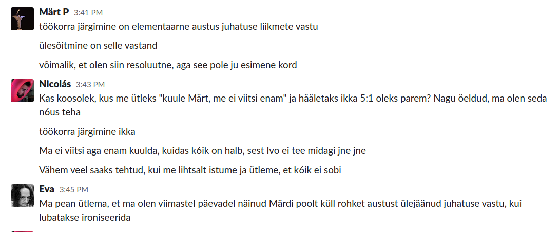 Nicolás ütleb, et võib ju formaalse koosoleku teha
